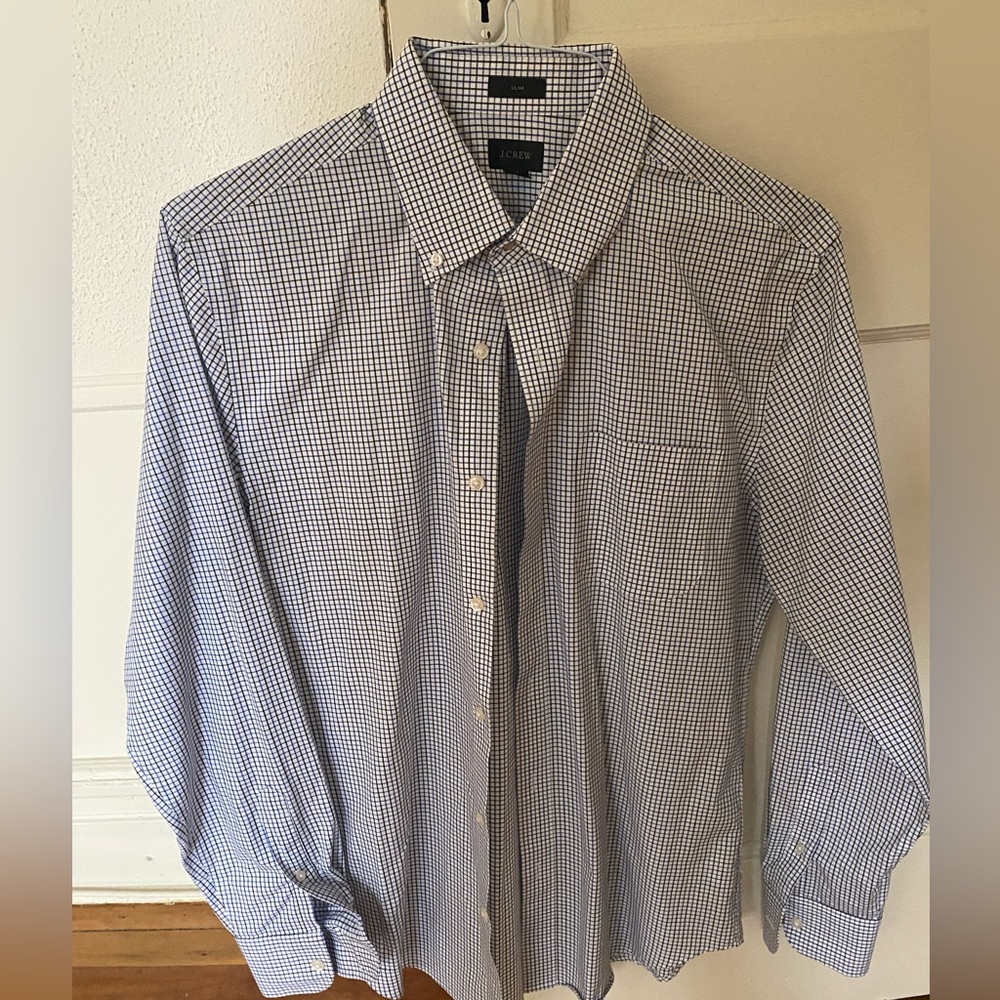 J. Crew Slim Fit Long Sleeve Oxford Checks Size M